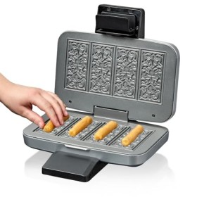 Cloer 6119 Gaufrier pour 4 biscuits spéculoos, Speculoos chacun 6x11 cm, Biscuits de noël, 600 W, Lampe de contrôle, Rangemen