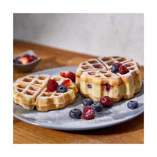 Cloer - 6150 - Waffle Pie Maker, Gaufrier pour Gaufres Fourrées, Mini Gaufres 11.5 cm ou avec Anneau dEspacement pour Fourra