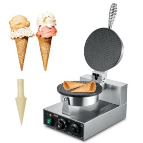 VEVOR Gaufrier à Cornet de Glace Commercial 1230 W, Appareil à Cornet de Glace et Rouleaux dŒufs, en Acier Inoxydable Antiad