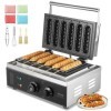 VEVOR Gaufrier Commercial, 6 Pièces 1500W Gaufrier Machine, Gaufrier Antiadhésif en Acier Inoxydable pour Hot Dog avec Contrô