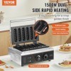 VEVOR Gaufrier Commercial, 6 Pièces 1500W Gaufrier Machine, Gaufrier Antiadhésif en Acier Inoxydable pour Hot Dog avec Contrô