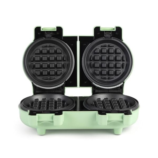 Petra PT5922GRVDE Mini gaufrier double – Machine à friandises compacte, plaques antiadhésives amovibles, compacte pour un ran