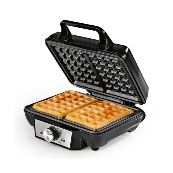 GOURMETmaxx Gaufrier pour 2 gaufres 1000 W pour gaufres belges + revêtement antiadhésif, avec éléments chauffants en haut et 