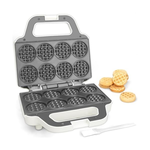 SugarWhisk Mini Waffle Maker, fer à gaufres pour enfants, fait des petites gaufres de 8 x 5cm, petit gaufrier, compact et fac