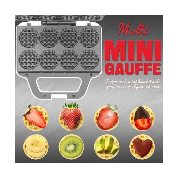 SugarWhisk Mini Waffle Maker, fer à gaufres pour enfants, fait des petites gaufres de 8 x 5cm, petit gaufrier, compact et fac