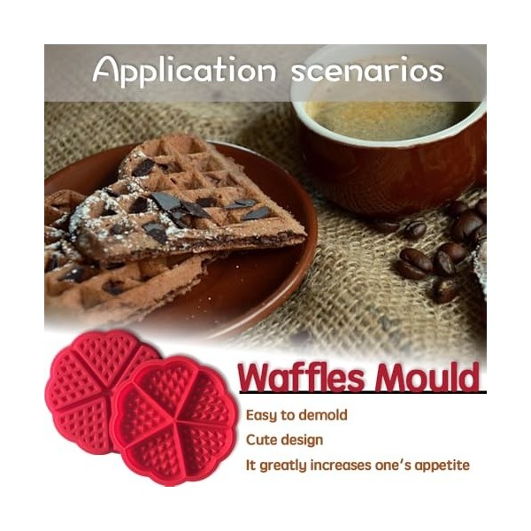 Moule à gaufres en silicone anti-adhésif en forme de cœur pour faire des gaufres, des bonbons, de la gelée
