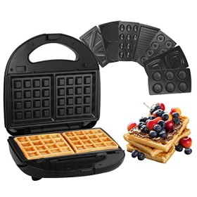 Vinteky Gaufrier 8 en 1 Croque-monsieur Machine à Sandwich avec 8 Plaques Antiadhésives Amovibles et Interchangeables, Chauff