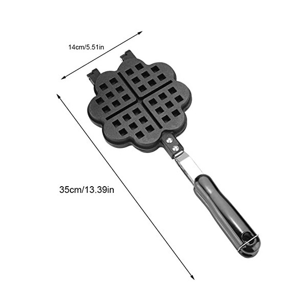 Waffle Makers, en forme de cœur, avec revêtement antiadhésif et poignées isolées, mini gaufrier, alliage daluminium, double 