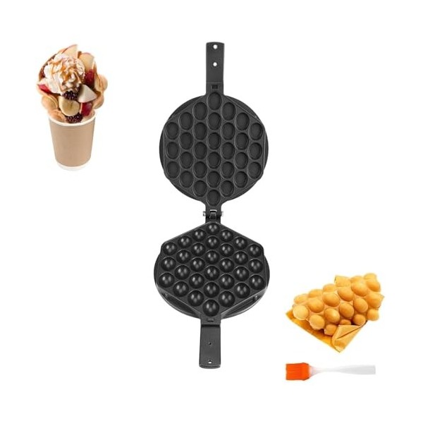 WGFOIP Plaque Gaufrier Bubble Waffle, Machine à Gâteau aux Oeufs Gaufrier en Aluminium Antiadhésif pour Cuisinière à Gaufres
