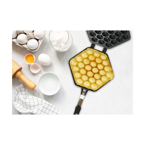 WGFOIP Plaque Gaufrier Bubble Waffle, Machine à Gâteau aux Oeufs Gaufrier en Aluminium Antiadhésif pour Cuisinière à Gaufres