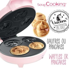 ScrapCooking - Machine à Gaufres & Pancake Licorne - Unicorn Factory - Appareil Plaque Chauffante Anti-Adhérente - Idée Cadea