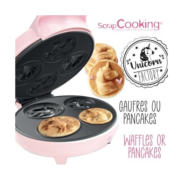 ScrapCooking - Machine à Gaufres & Pancake Licorne - Unicorn Factory - Appareil Plaque Chauffante Anti-Adhérente - Idée Cadea