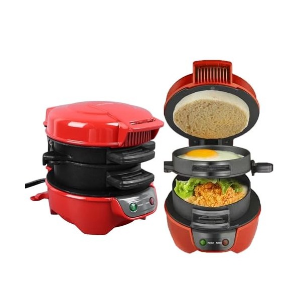 Jiawu Machine àpour Petit-déjeuner, Machine à Petit-déjeuner Antiadhésive avec Cuiseur à œufs, Cuiseur àen Aluminium 600 W po