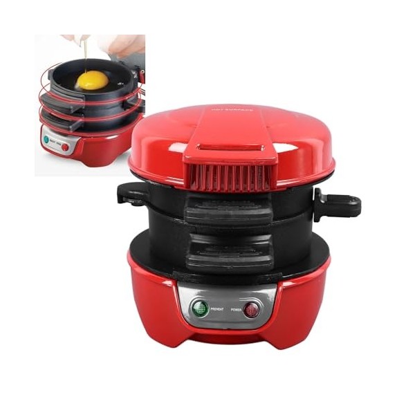 Jiawu Machine àpour Petit-déjeuner, Machine à Petit-déjeuner Antiadhésive avec Cuiseur à œufs, Cuiseur àen Aluminium 600 W po