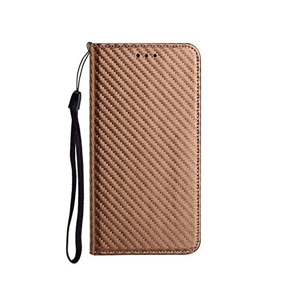 Miagon Housse de Protection pour Samsung Galaxy S22 Plus,Coque Etui Fibre de Carbone Antidérapant Pochette en Cuir Clapet ave