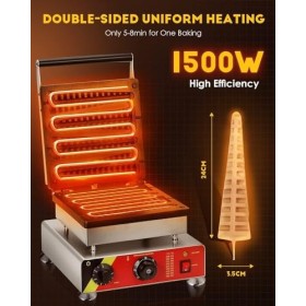 CGOLDENWALL Commercial Gaufrier Machine, Antiadhésif Machine à Gaufres en Forme darbreavec Minuterie et Contrôle de Températ