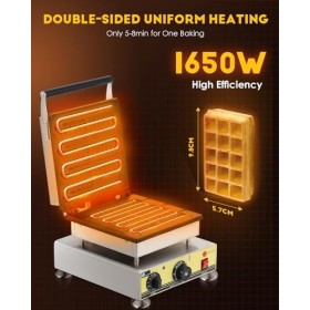 CGOLDENWALL NP-506 Gaufriers belges en forme de sucette, 6 pièces, 98 x 57 x 12 mm, acier inoxydable, plaque antiadhésive en 