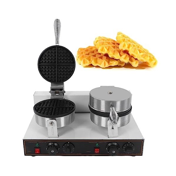 Gaufrier Double 2400W, Chauffage Rapide Revêtement Antiadhésif Poignée Isolée Gaufrier Professionnel pour de Délicieuses Gauf
