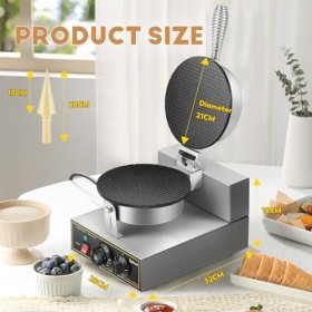 CGOLDENWALL Machine de Cônes de Gaufres NP-601 Anti-adhésifs 0-300° Contrôle de La Température Minuterie 0-5 Minutes pour La 