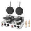 VERTES Gaufrier double, Appareil Cornets de Glace Professionnel, 48 Pièces/Heure, 2 Cônes de moulage, Réglable 0-300°C, Minut