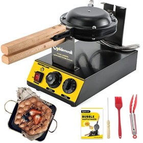 CGOLDENWALL Machine à Gaufres à Bubble Waffle - 1400W avec Revêtement Antiadhésif pour Café/Boutique de Desserts/Restaurant -