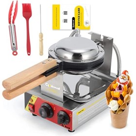 CGOLDENWALL Bubble Waffle Gaufrier Machine Électrique 0-300°C Réglage de la Température Minuterie 0-5 Minutes Anti-adhésive F
