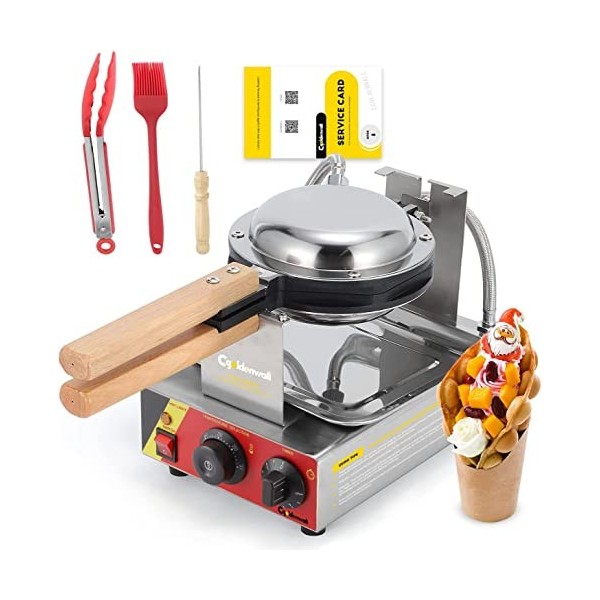 CGOLDENWALL Bubble Waffle Gaufrier Machine Électrique 0-300°C Réglage de la Température Minuterie 0-5 Minutes Anti-adhésive F
