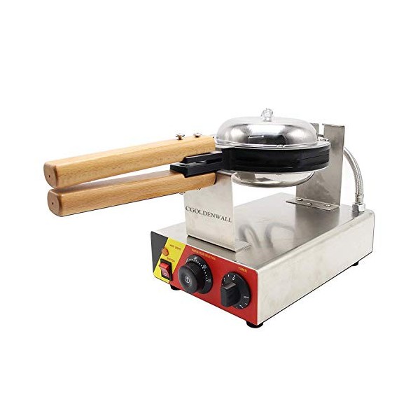 CGOLDENWALL Bubble Waffle Gaufrier Machine Électrique 0-300°C Réglage de la Température Minuterie 0-5 Minutes Anti-adhésive F