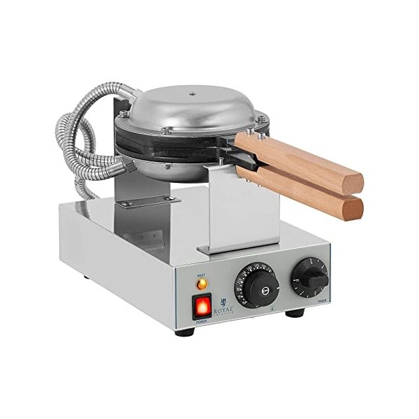 Royal Catering Gaufrier Bubble Waffle Appareil a Gaufres Waffle Machine a Gaufre RCWM-1400-B 1.415 W, Matériau Acier/Alumini
