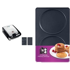 Tefal SW852D Snack Collection, Plaques Gaufres et Croque monsieur incluses, 2 Plaques Interchangeables, Noir/Acier Inoxydable