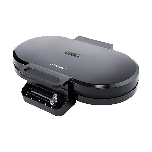 Steba Gaufrier double pour 2 x 5 gaufres en forme de cœur, 15,5 cm de diamètre, cuisson faible en gras grâce au revêtement an