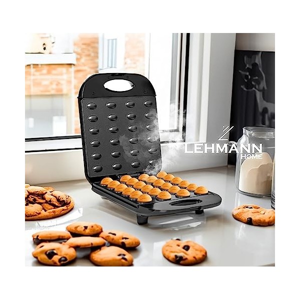 Lehmann Boulangerie électrique avec revêtement anti-adhésif - 1700 W - Machine à noix pour 24 moitiés de noix - Machine à pât
