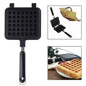 OFKPO Gaufrier Manuel, Moule à Gaufres en Aluminium pour Cuisinière avec Revêtement Intérieur Antiadhésif et Poignée