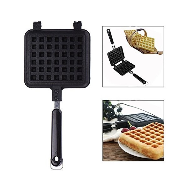 OFKPO Gaufrier Manuel, Moule à Gaufres en Aluminium pour Cuisinière avec Revêtement Intérieur Antiadhésif et Poignée
