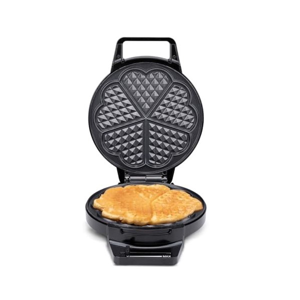 alpina Gaufrier - Forme Coeur - Revêtement Antiadhésif - 5 Gaufres - 1000 W - Noir