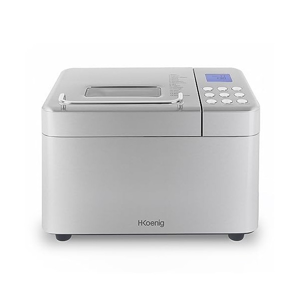 H.Koenig Machine à Pain BAKE440, 15 Programmes, Jusqu’à 1Kg de pain, Confiture, Yaourt, Fonction départ différé/Maintient au 