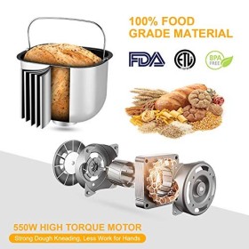 COOCHEER Backmeister Machine à pain 550 W avec 25 programmes, machine à pain en acier inoxydable entièrement automatique avec