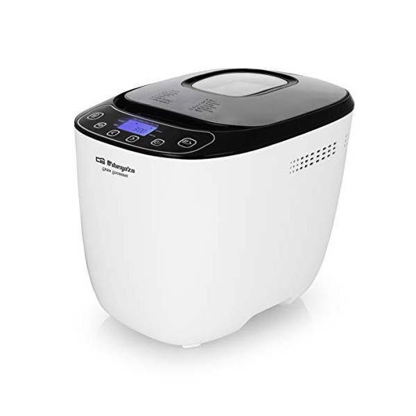 Orbegozo MHP 3500 Machine à pain automatique, 12 programmes préconfigurés, minuteur, écran LCD, cuve anti-adhésive, avec rece