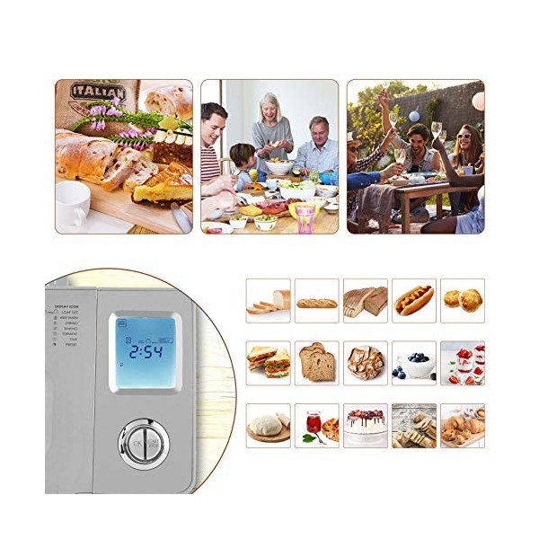 COOCHEER Machine à pain 550 W avec 25 programmes de cuisson, 3 tailles de pain et 3 couleurs de cuisson