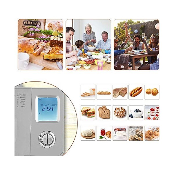 COOCHEER Machine à pain dune capacité jusqu’à 900 g, Programmes intelligents et automatiques, 3 tailles de pain, 550W, 36 x 