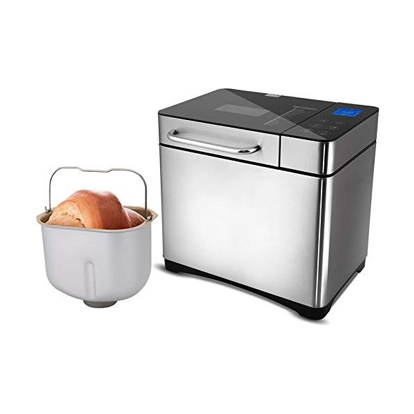 COOCHEER Machine à Pain 19 Programmes, Machine à Pain Automatique pour Pain, Baguette, et Yaourt, Antiadhésif, Minuteur Progr