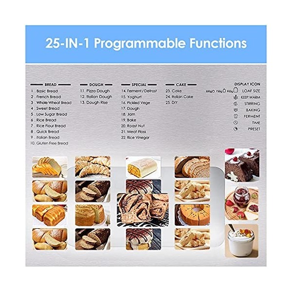 COOCHEER Machine à Pain, 19 Programmes Machine a Pain avec Écran et Minuteur Programmable 15H, 550W