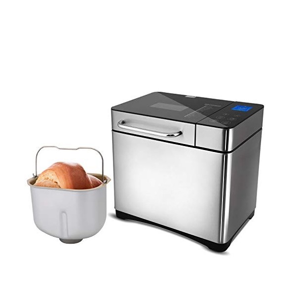 COOCHEER Machine à pain entièrement automatique, 710 W, machine à pain croustillant et programmable pour faire du pain, avec 