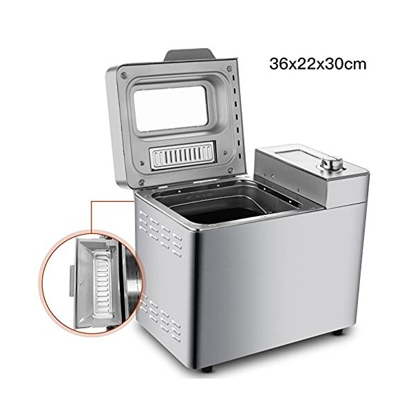 Nictemaw Machine à pain dune capacité jusqu’à 900 g, Programmes intelligents et automatiques, 3 tailles de pain, 550W, 36 x 