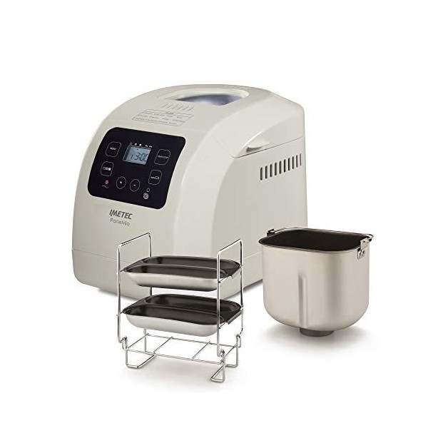 Imetec Machine à Pain PaneMio, Pétrin à Levure et Cuisson, 12 Programmes, Panier à Pain, Accessoire à Sandwich, 3 Niveaux de 