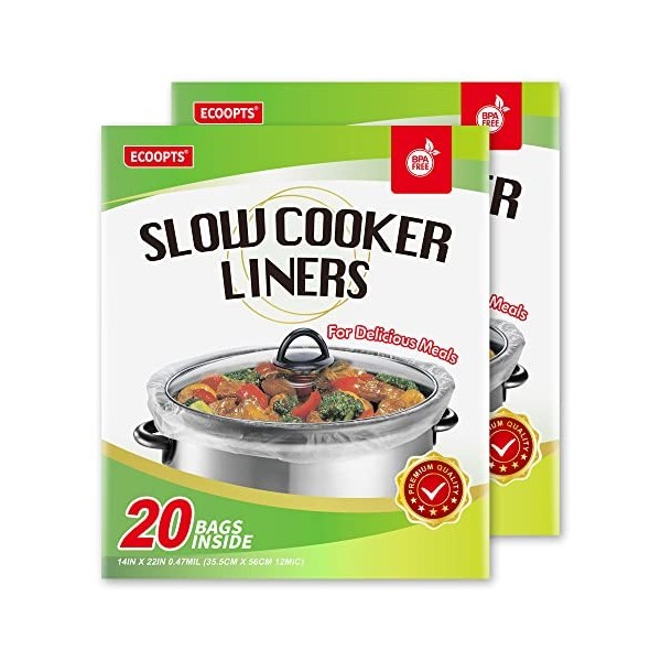 Lot de 40 sacs de cuisson jetables pour mijoteuse | Taille XL pour casseroles de 6 – 35,6 x 55,9 cm | Convient pour casserole
