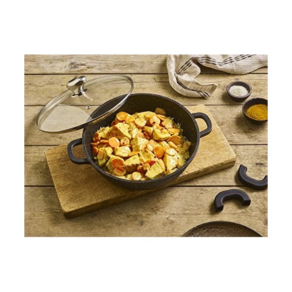 Pradel Excellence - PCUI001017 - Mijoteuse Fonte dAluminium Premium Ø32cm, Couvercle Verre - Revêtement Anti-Adhésif Façon P