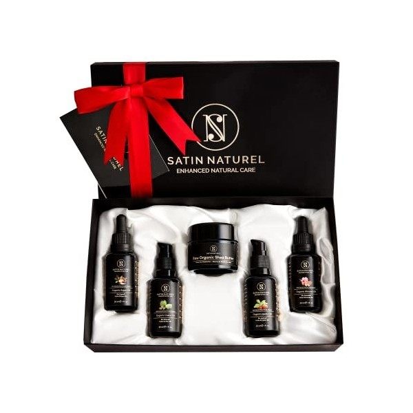 Coffret Cadeau Femme, Cadeau Anniversaire Femme de 5 Huile et Crème Bio - Beurre de Karité Huile Argan, Ricin, Amande, Huile 