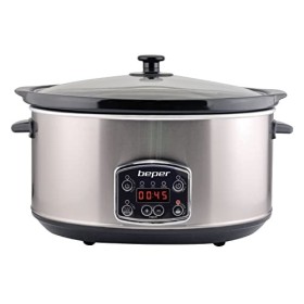 BEPER BC.510 Slow Cooker Electrique, Cuve Amovible Anti Adhésive 2en1, 3 Programmes de Cuisson 280 W, 4,5 L, Céramique, Verre