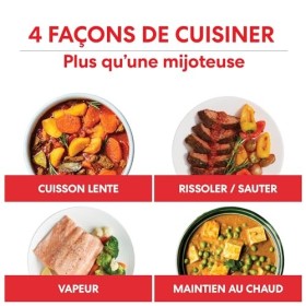 Instant Mijoteuse Supérieur Electrique Programmable Familial , Couvercle en Verre, Cuisson Lente, Maintien au Chaud, Rissole